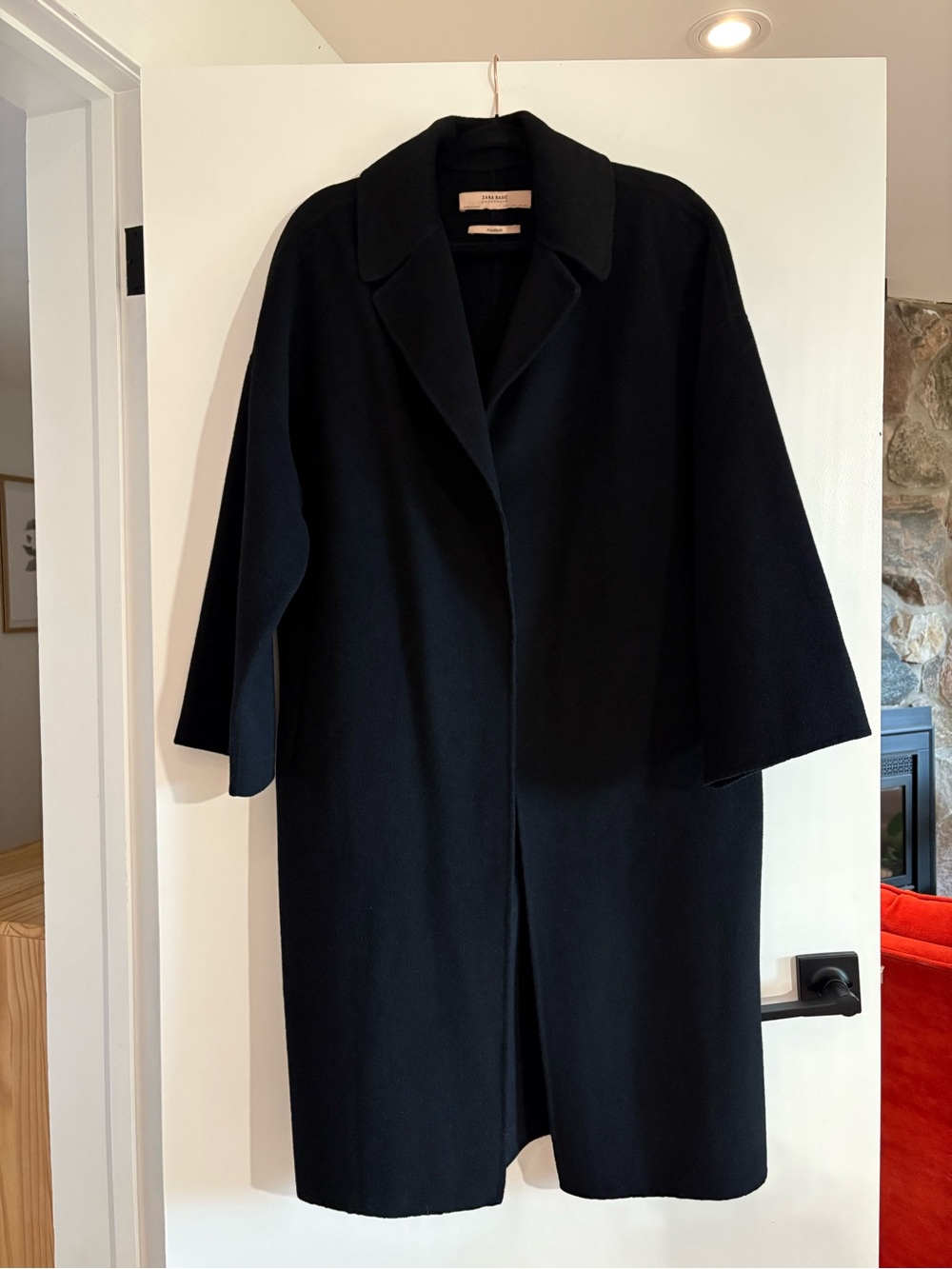 Handmade Black Wool Jacket Coat Oversized Pea Coat